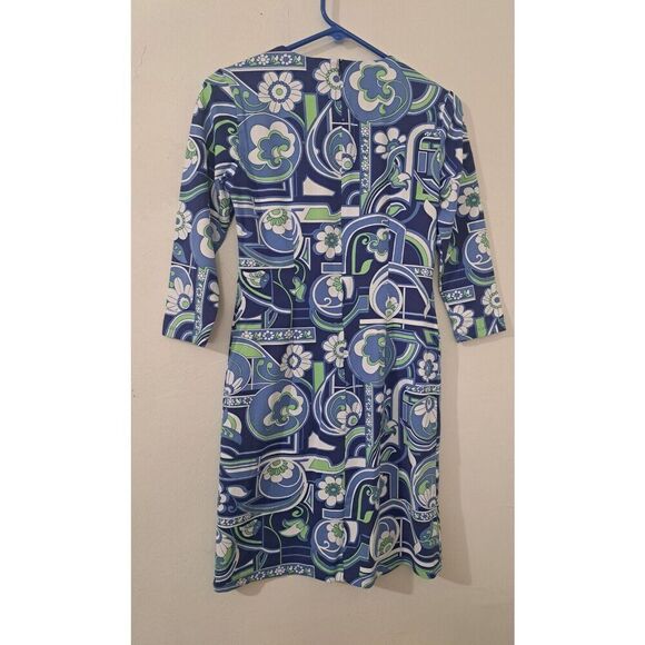J MCLAUGHLIN Womens Small Shift Dress Sage Green Blue Print Catalina Cloth - Picture 4 of 8
